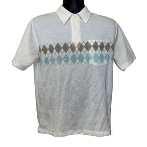 Vintage Arnie~Arnold Palmer Flecked Polo w/Argyle Print~sz M